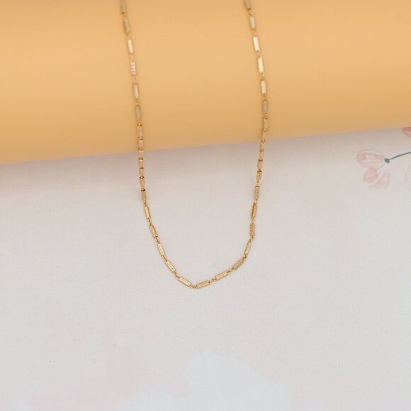 "Textured Rose Gold Chain Necklace, Elegant Shine, XPNL0182 - Picture 8 of 12